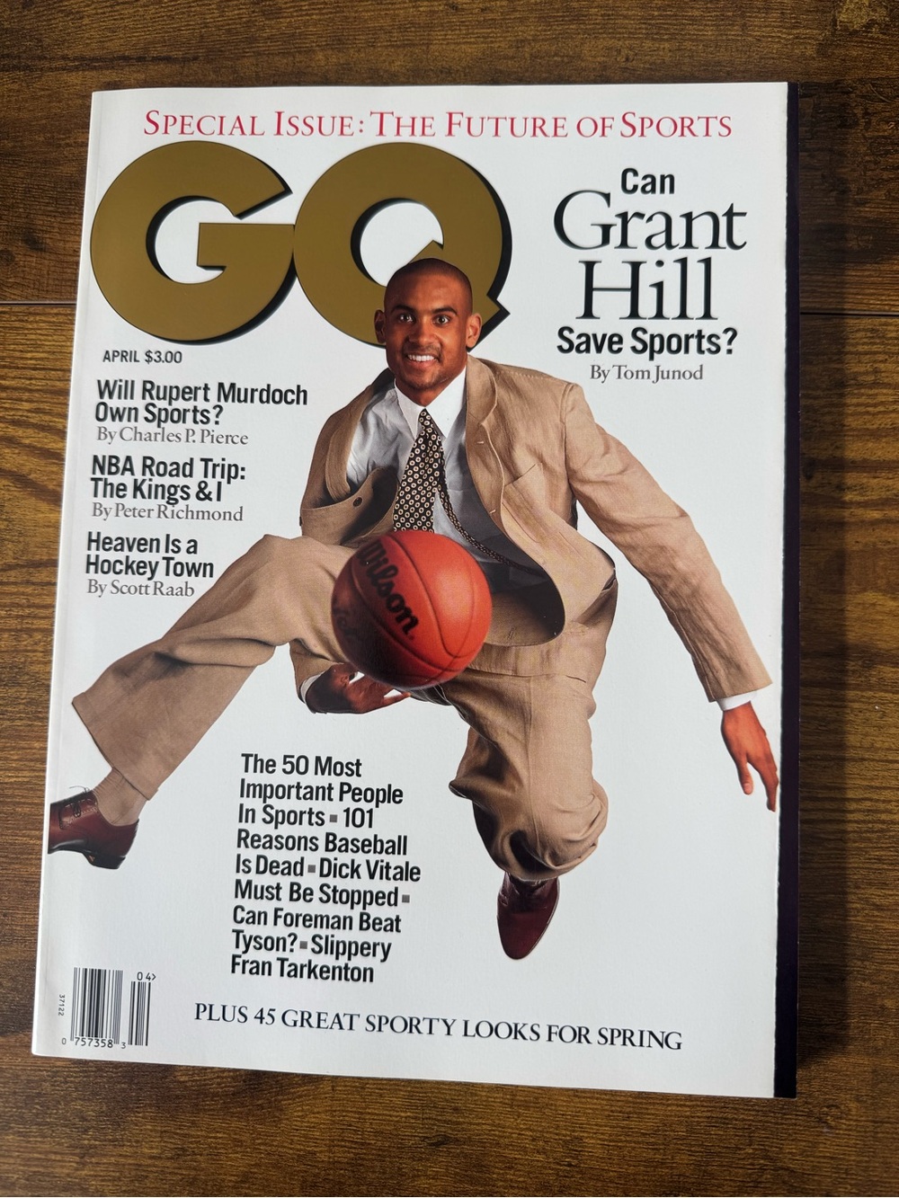 GQ April 1995 Grant Hill Cover NBA Detroit Pistons Future Of Sports Magazine